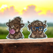 Load image into Gallery viewer, Bubblegum & Glasses Highland Cow Duo